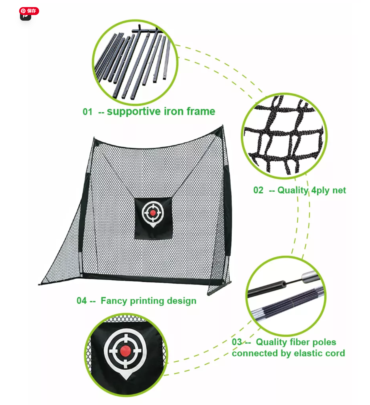 Foldable backyard net with storage features Compact storage backyard golf nets