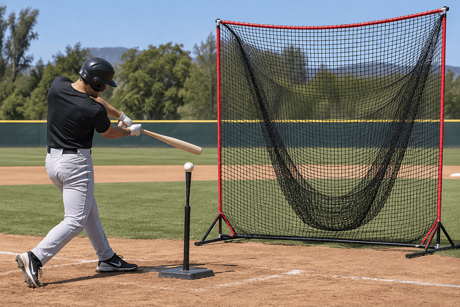 Baseball training net practice